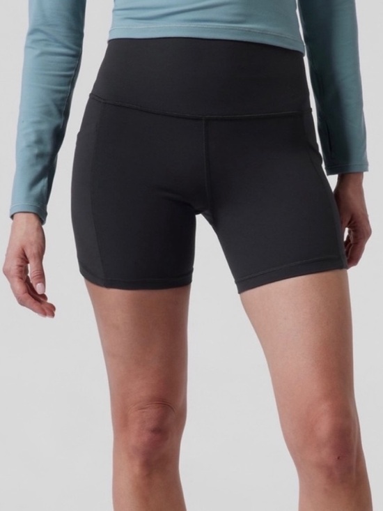 Athleta Pants - Athleta Salutation Stash Pocket 7” Biker Short Women's Black High-Rise Medium